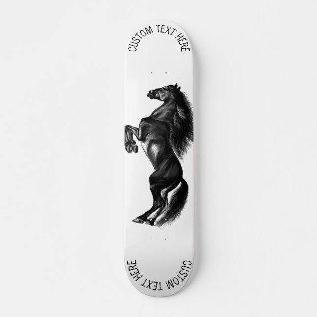Skateboard Cheval sauvage noir droit - Dessin - Ajouter votre (Devant)