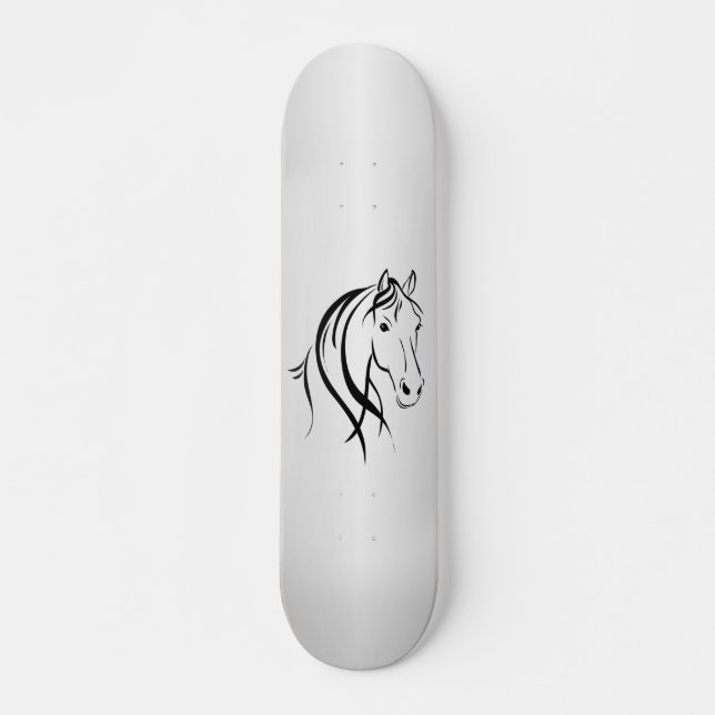 Skateboard Cheval tête sur argent (Devant)