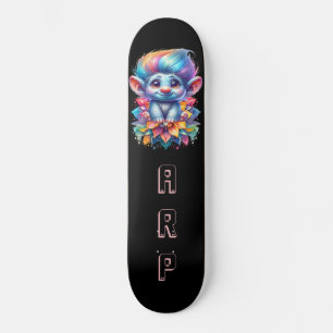 Skateboard *~* Cheveux Rainbow Troll AP89 Neon Initial