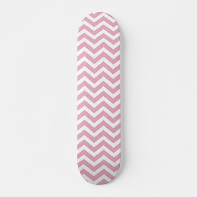 Skateboard chevron rose et gris (Devant)