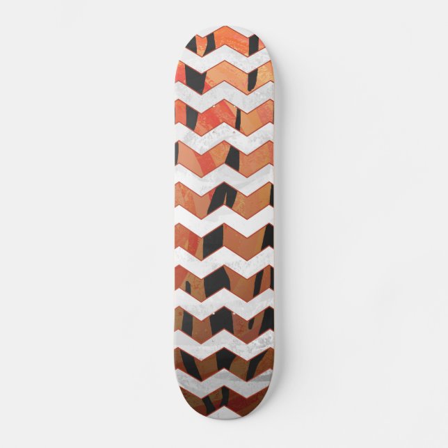 Skateboard Chevron Tiger chaud orange et noir (Recto)