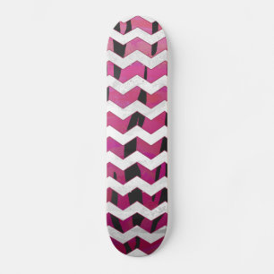 Skateboard Chevron Tiger rose chaud et noir