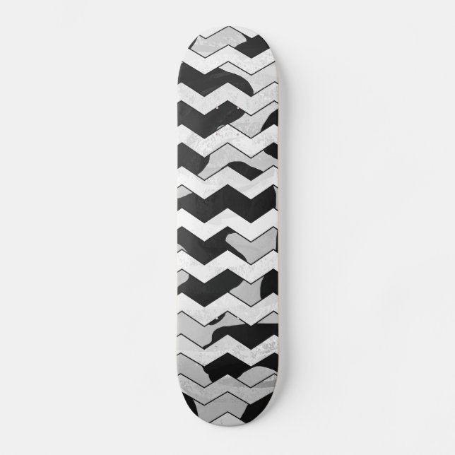 Skateboard Chevron Vache noir et blanc (Recto)