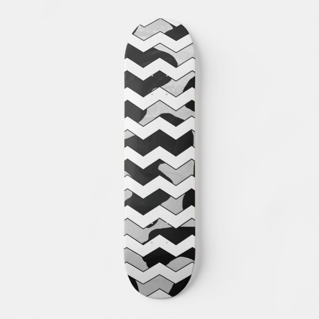 Skateboard Chevron Vache noir et blanc (Recto)