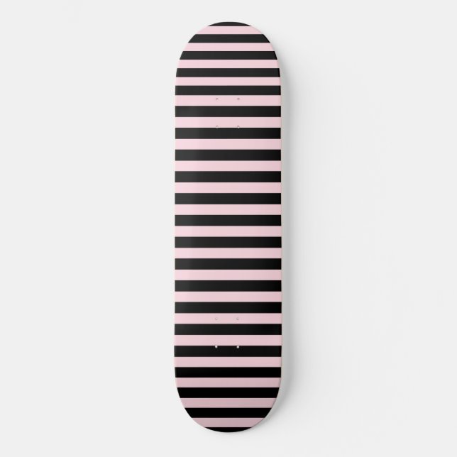 Skateboard Chic Mignon Rayures Rose Clair et Noir (Recto)