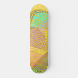 Skateboard Chic Papillon Or Jaune Orange Motif