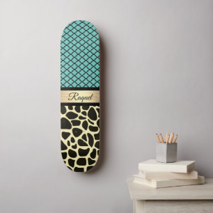 Skateboard Chic Quatrefoil Giraffe Imprimer  