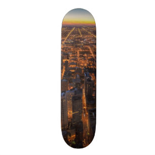 Skateboard Chicago du centre au coucher du soleil