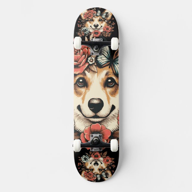 Skateboard Chien de Corgi (Recto)