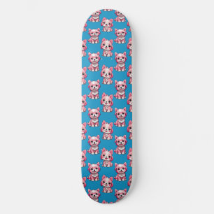 Skateboard Chien rose Motif design - Bleu