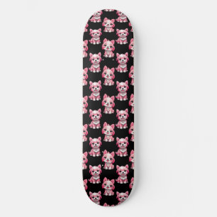 Skateboard Chien rose Motif design - Noir
