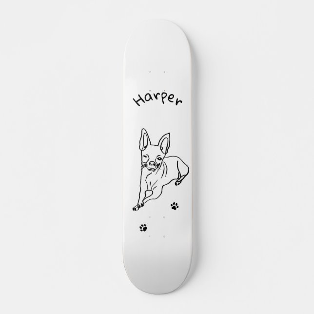 Skateboard Chihuahua élégant : Décor Art Personnalisé (Devant)