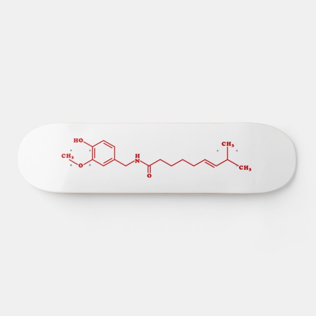 Skateboard Chili Capsaicin Formule chimique moléculaire (Horz)