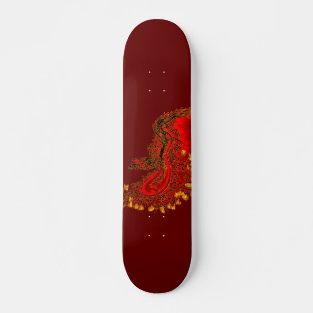 Skateboard China Dragon red and gold design (Devant)