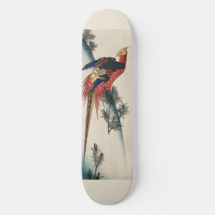 Skateboard Chinoiserie Oiseau Faisan Coloré et Art de Pin