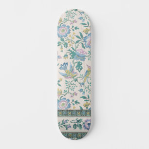 Skateboard Chinoiserie Vintage Oiseaux Floral Motif Pastel
