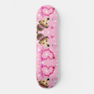 Skateboard Chiot Avec Ruban Rose - Amour