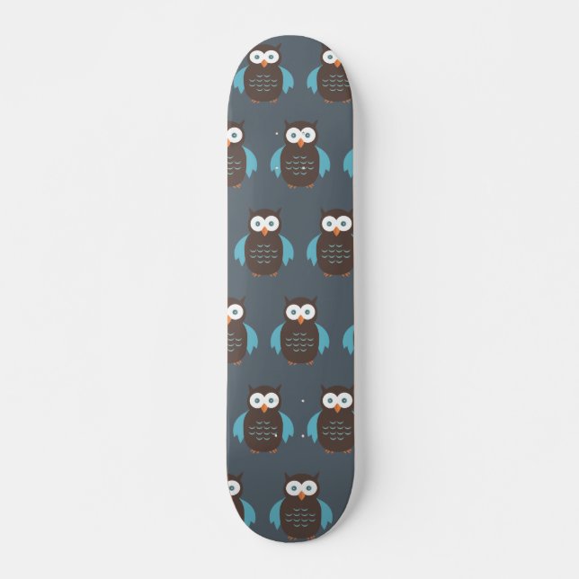 Skateboard Chouette Brown et bleue (Devant)