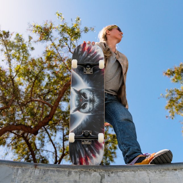 Skateboard Chouette céleste cosmique mystique (Extérieur 1)