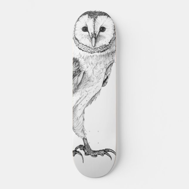 Skateboard Chouette - Dessin En Stylo Noir (Recto)