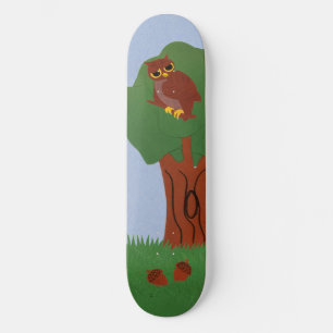 Skateboard Chouette et chêne Art du dessin animé