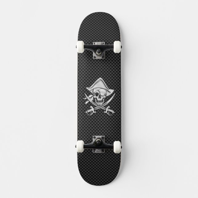 Skateboard Chrome comme Pirate sur Black Carbon Fiber (Recto)