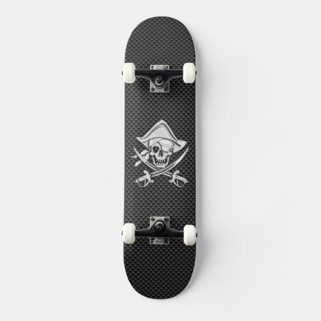 Skateboard Chrome comme Pirate sur Black Carbon Fiber (Recto)
