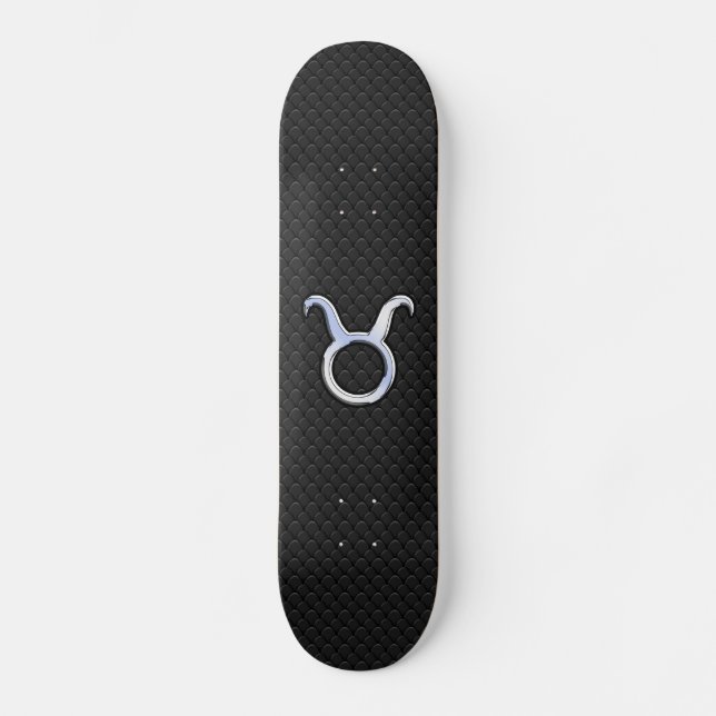 Skateboard Chrome Like Taurus Zodiac Sign on Black Snake Skin (Recto)