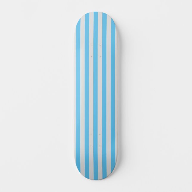 Skateboard Ciel bleu et gris clair vertical rayé (Recto)