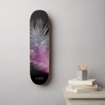 Skateboard *~* Ciel de minuit Pastel Boho Plumes cosmiques<br><div class="desc">* Énergétiquement Amélioré Magique Mystique Costique Céleste Bohème Tzigane Rustique étonnamment belle sombre Midnight Marine Bleu Aquarelle ciel arrière - plan et scintillant céleste conception de plume cosmique. La plume magique est très légère et le whisky. * Customisez / Personnalisez avec vos INITIALES / MONOGRAM ou NOM. Utilisez le concepteur...</div>