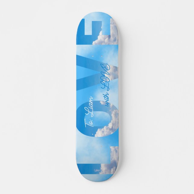 Skateboard Ciel rêveur Amour Typographie Romantique (Devant)