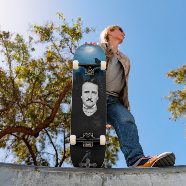 Skateboard Cimetière Edgar Allan Poe Corbeaux Gothique (Extérieur 1)