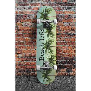 Skateboard Cinq palmiers dans une rangée, vie sur la plage