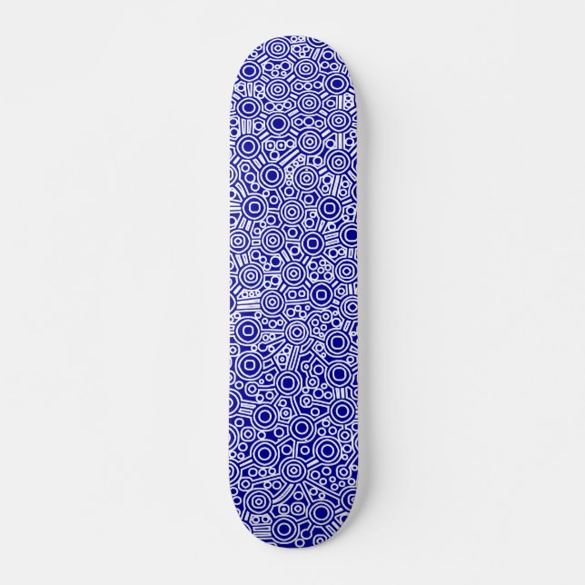 Skateboard Circuit Alien Exterminé - Blanc sur bleu profond (Devant)