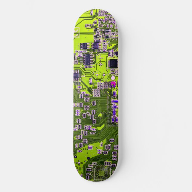 Skateboard Circuit imprimé de geeks informatiques Néon Jaune (Recto)