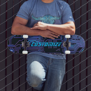 Skateboard Circuit imprimé PCB Cyber Blue personnalisé Art te