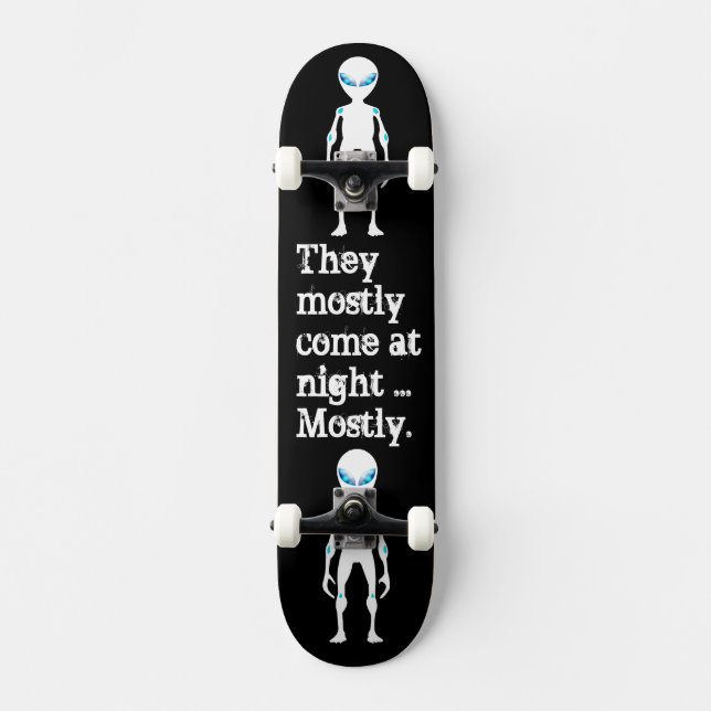 Skateboard Citation d'alien noir blanc mignon (Recto)