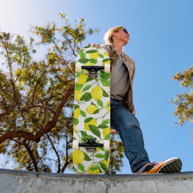 Skateboard Citron à l'aquarelle (Extérieur 1)