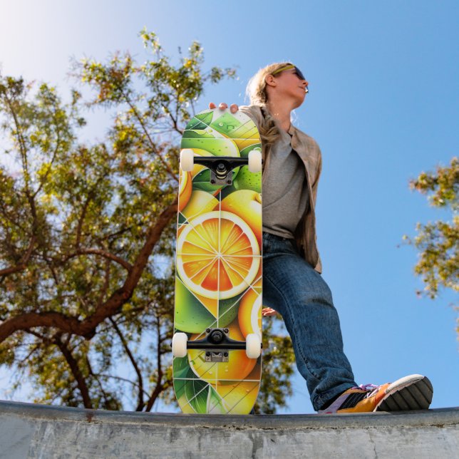 Skateboard Citron botanique orange Citrus Géométrique (Extérieur 1)
