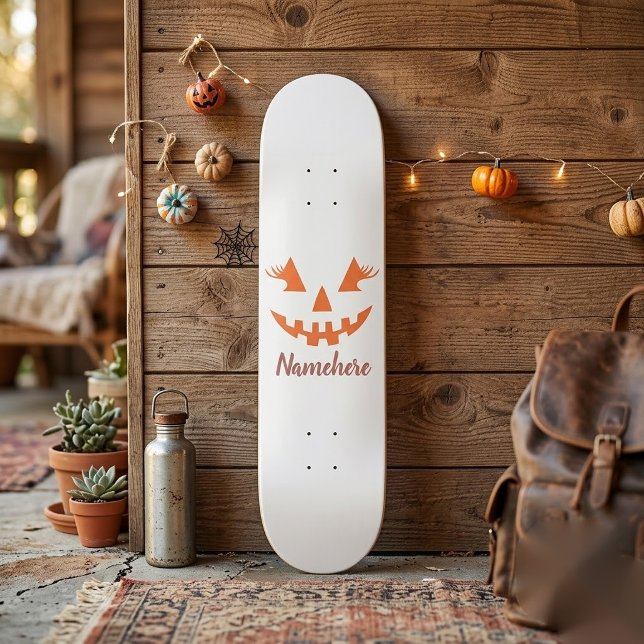 Skateboard Citrouille personnalisée Jack O Lantern Halloween  (Créateur téléchargé)