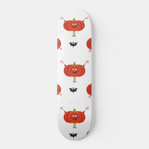 Skateboard Citrouilles d'halloween mignonnes, araignée et mot