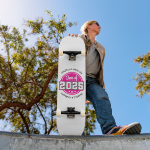 Skateboard Classe de 2025 Pink Graduate Name