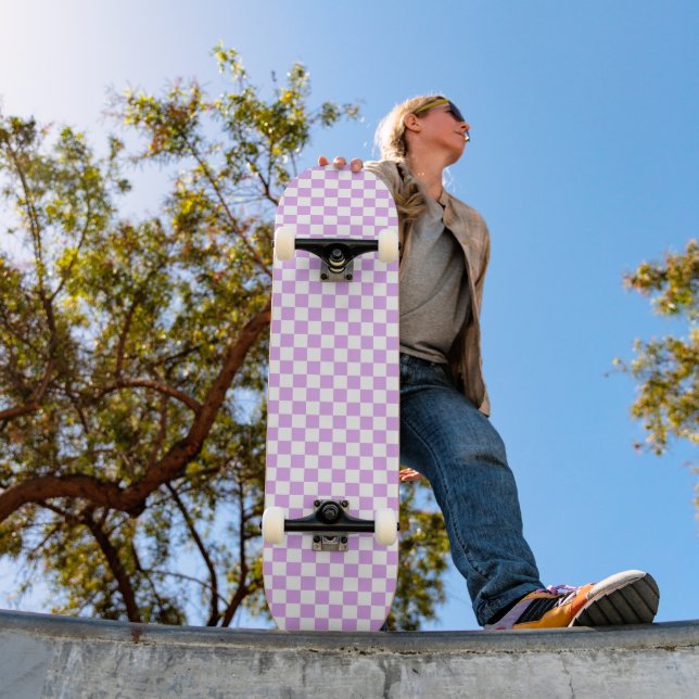 Skateboard Classic light lavender checkerboard  (Extérieur 1)