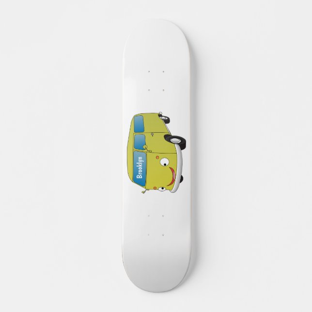 Skateboard Classic lime green van cartoon (Devant)