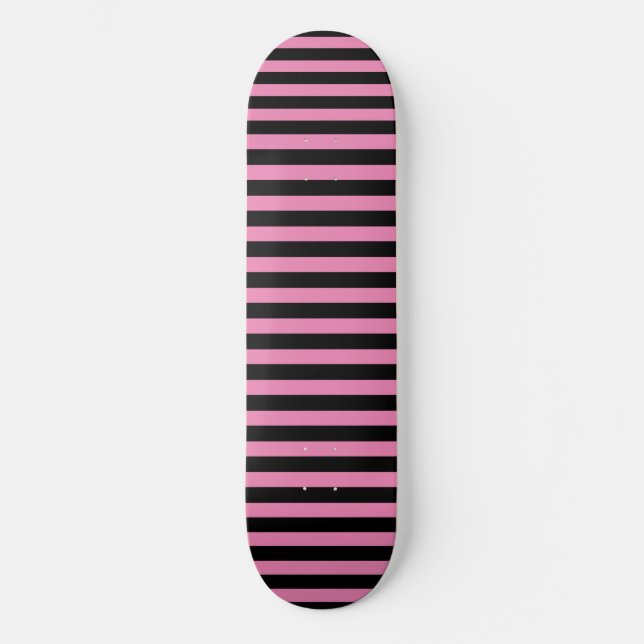 Skateboard Classique chic mignon rose et noir rayures (Recto)