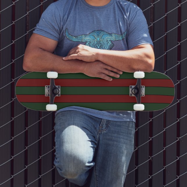 Skateboard Classique Grille Verte Et Rouge De Noël (Extérieur 3)