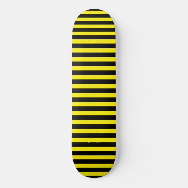 Skateboard Classique moderne rayures jaune et noir (Recto)