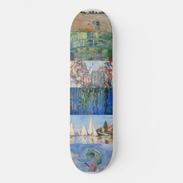 Skateboard Claude Monet - Patchwork de chefs-d'oeuvre (Recto)