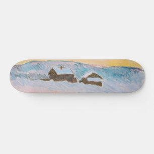 Skateboard Claude Monet - Paysage norvégien, Maisons bleues