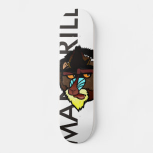 SKATEBOARD CLAVIER GRAPHIQUE D'ILLUSTRATION MANDRILL COLORÉ